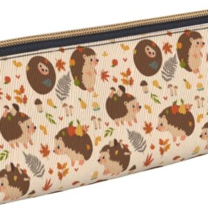 Cute Hedgehog and Mushroom Pattern Pencil Case Cosmetic Bag Pencil Case Triangle Leather Storage Bag Stationery Organizer with Zipper for Adult Office, Cute Hedgehog And Mushroom Pattern 02,