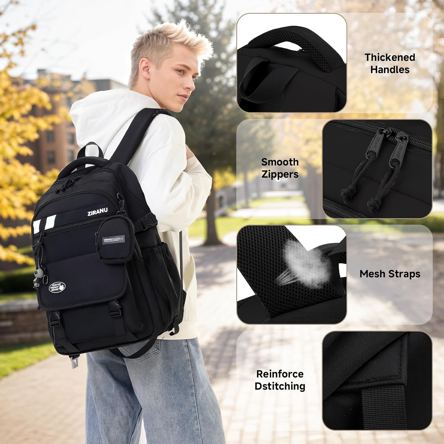 2025 School Backpack Boys Teenagers Large Backpack School Casual High School Bag Junior Water-Repellent for 15.6 Inch Laptop, School Bag 27L-2515 – Bild 3