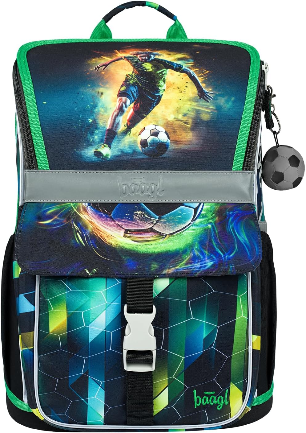 Baagl School Bag Boys Girls Set of 3 - Zippy School Bag for 1st Class - Primary School Satchel with Chest Strap - Ergonomic School Backpack, soccer player, School bag set – Bild 2