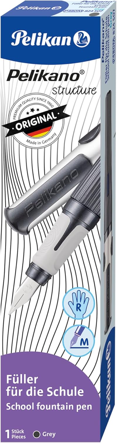 Pelikan Pelikano structure Fountain Pen for Right-Handed Users, Nib Width M, Grey, Pack of 1 – Bild 7