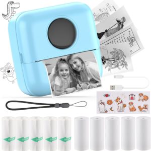 HuiJuKeJi Mini Printer, Pocket Printer, Mini Photo Printer for Smartphone, Sticker Printer, Thermal Photo Printer for Journal, Travel Logo, Notes, Journal, List, Memo (Blue)