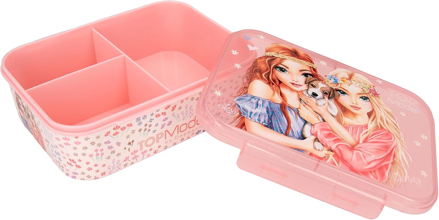 Depesche 12888 TOPModel Velo Fleur Lunch Box in Pink, with Model Motif and Floral Pattern, Lunch Box with 3 Compartments and Transparent Lid, Multicoloured – Bild 5