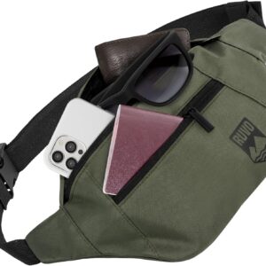 RUVO Bum bag for men and women, stylish belt bag for maximum storage space, 4 compartments, each with zip, suitable for all activities
