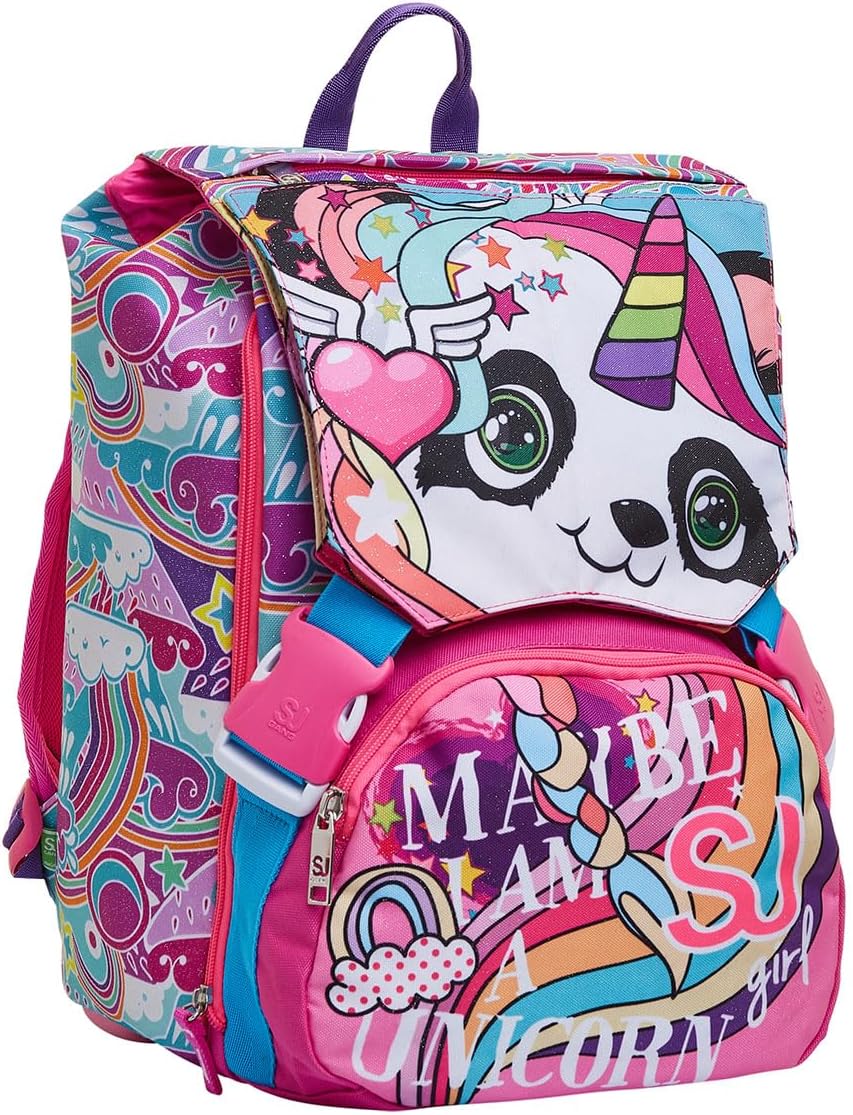 SJ GANG STYLE JAM GANG School Bag for Primary School, from 1st Grade, Expandable School Bag, Extra Volume, Spacious School Bag for Girls and Boys, Pink