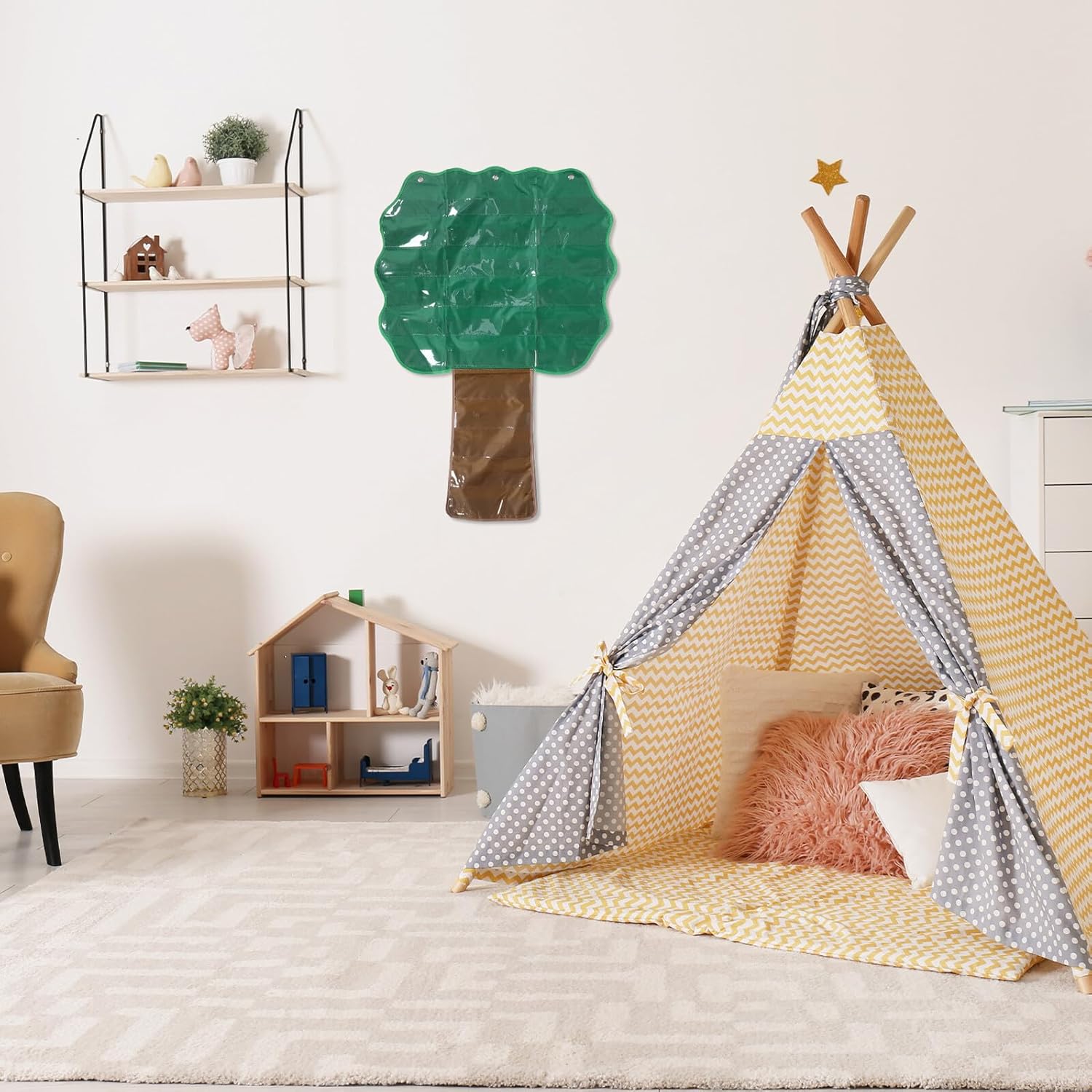 SHINEOFI Kartenorganizer Für Klassenzimmer Als Baumförmiges Taschendiagramm Kalendertaschen-organizer Zum Aufhängen Pinnwand Für Visuelle Stundenpläne Und Wanddekoration – Bild 5