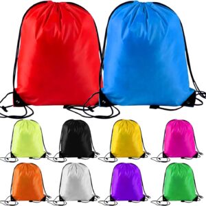 Lovesmile Pack of 10 Drawstring Bags, Colourful Gym Bag, Reusable Drawstring Backpack, Gym Bag, Waterproof, Drawstring Bag, Suitable for Boys and Girls, Travel, Fitness, Camping (10 Colours),
