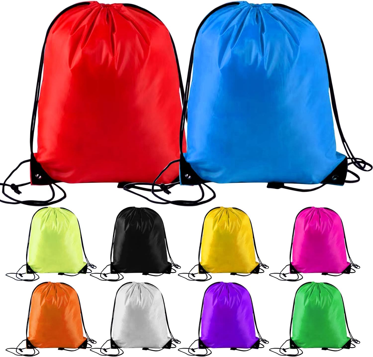 Lovesmile Pack of 10 Drawstring Bags, Colourful Gym Bag, Reusable Drawstring Backpack, Gym Bag, Waterproof, Drawstring Bag, Suitable for Boys and Girls, Travel, Fitness, Camping (10 Colours),