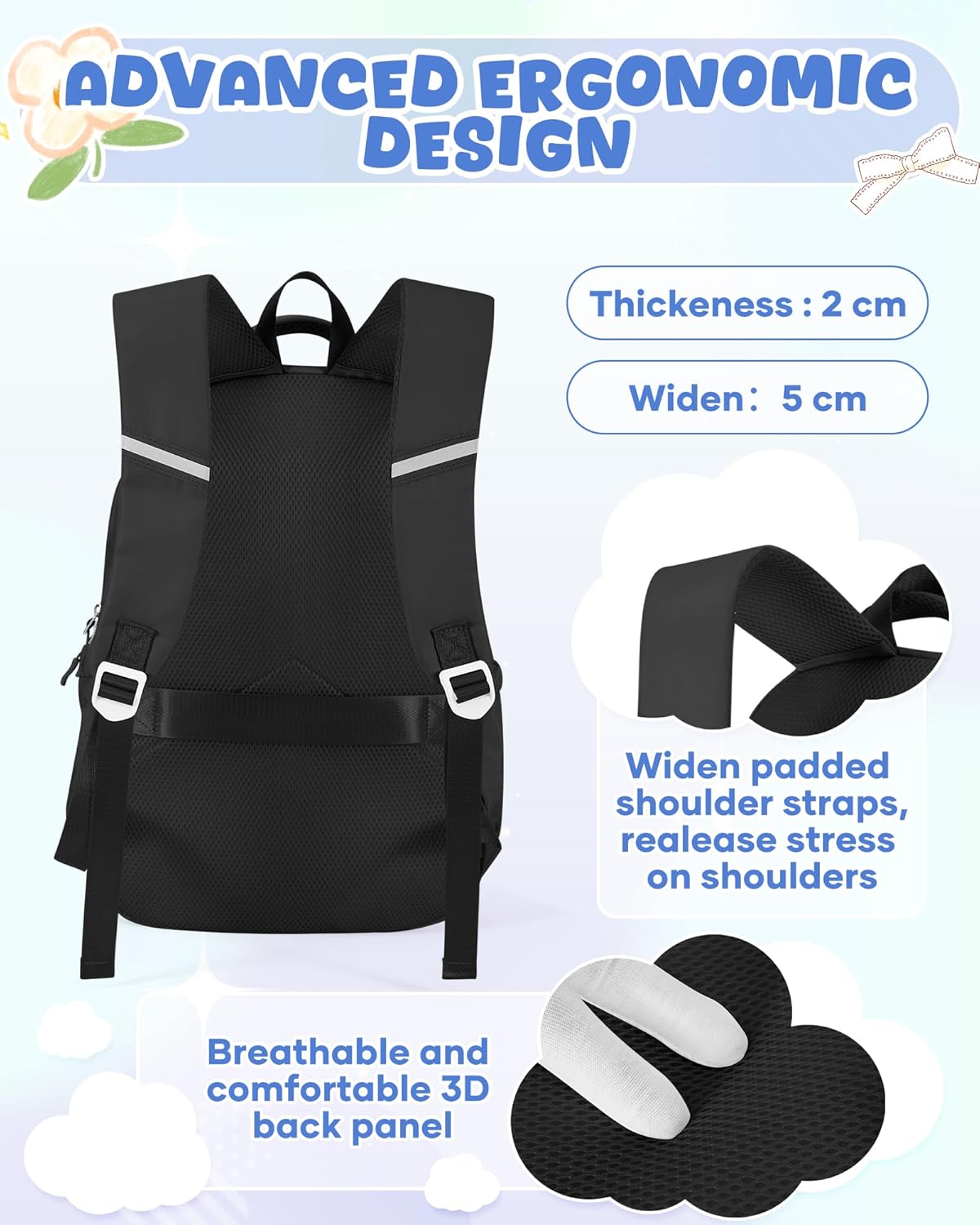 Leichter Schulrucksack Teenager Jungen Mädchen Mit Laptopfach Rucksack Schule Groß Schultasche Damen, School Backpack Boys Girls School Bag – Bild 8