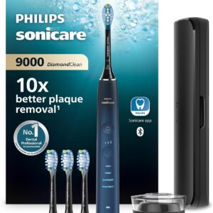 Philips Sonicare DiamondClean 9000 Series Power Electric Toothbrush Special Edition – Sonic Brush, Dunkelblau, 4x C3 Premium Plaque Control Bürstenkopf (Modell HX9911/89)