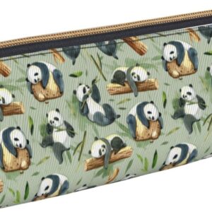 Panda Wooden Bamboo Pencil Case Cosmetic Bag Pen Case Leather Triangle Storage Bag Zipper Stationery Organizer for Adults Office, Panda Wood Bamboo, Bag organiser