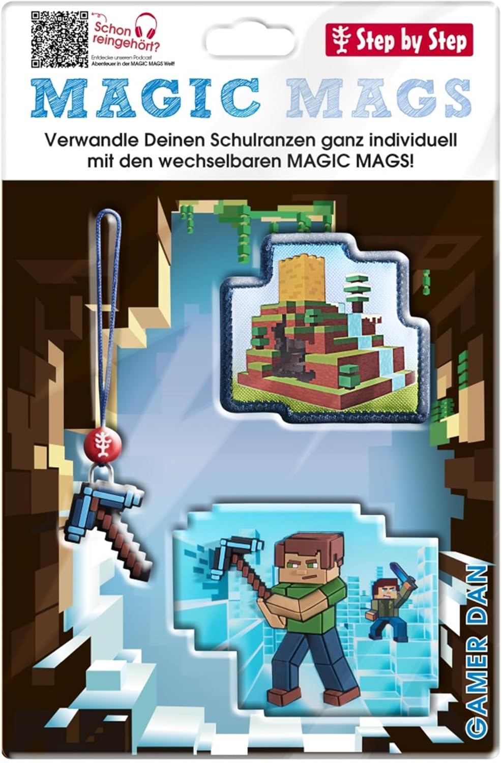 Step by Step Magic Mags Gamer Dan 3 Pieces 2 Magnet Appliques and 1 Charm Game Design Fits School Bag or Preschool Backpack – Bild 2