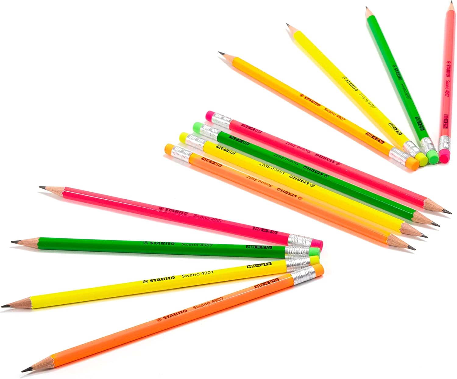 STABILO - Pencil with Eraser - Swano 4907 - Neon Coloured Barrel - Pack of 24 - Hardness HB – Bild 2