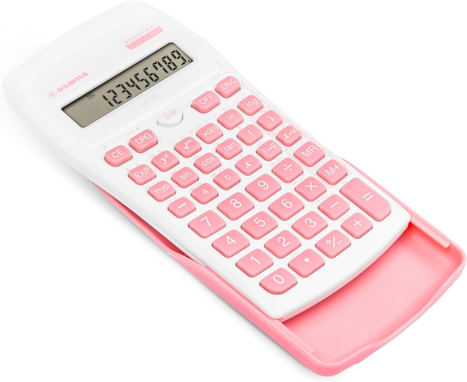 Osama - Scientific Calculator with 56 Functions, 10 Mantissa Digits and 2 Exponents, School Supplies with Sliding Sleeve for State Exams - School Supplies for Back to School, Pink – Bild 2