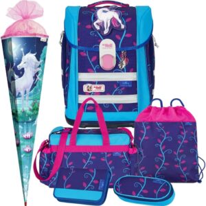 Generisch Lilly Cat McNeill Ergo Primero McLight LED School Bag Set 7 Pieces with School Bag and Sports Bag, blue/purple