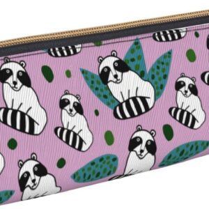 Federmäppchen mit niedlichem Waschbär-Muster, dreieckig, tragbares Federmäppchen, Leder-Organizer mit Reißverschluss, Kosmetiktasche