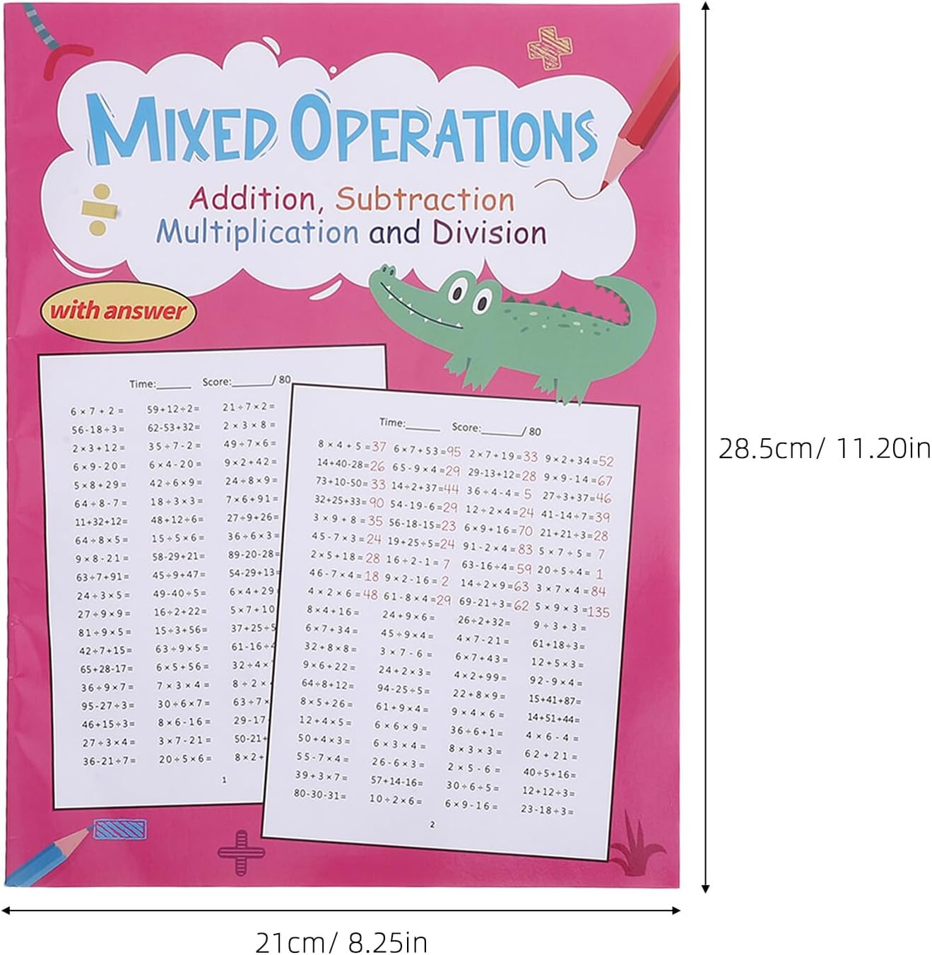 DOITOOL Teiliges Mathe Übungsheft Grundschule mit Seiten Tägliche Addition Subtraktion Multiplikation und Division Übungen Strukturiertes Lernheft für Logisches Denken und Vielseitiges – Bild 2