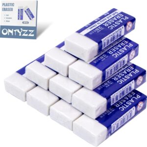 Classic Eraser, White Plastic Rubber Erasers for Universal Use in School Offices, Sketches, Paintings, Fine Art, Soft, 2B Eraser, Pack of 10
