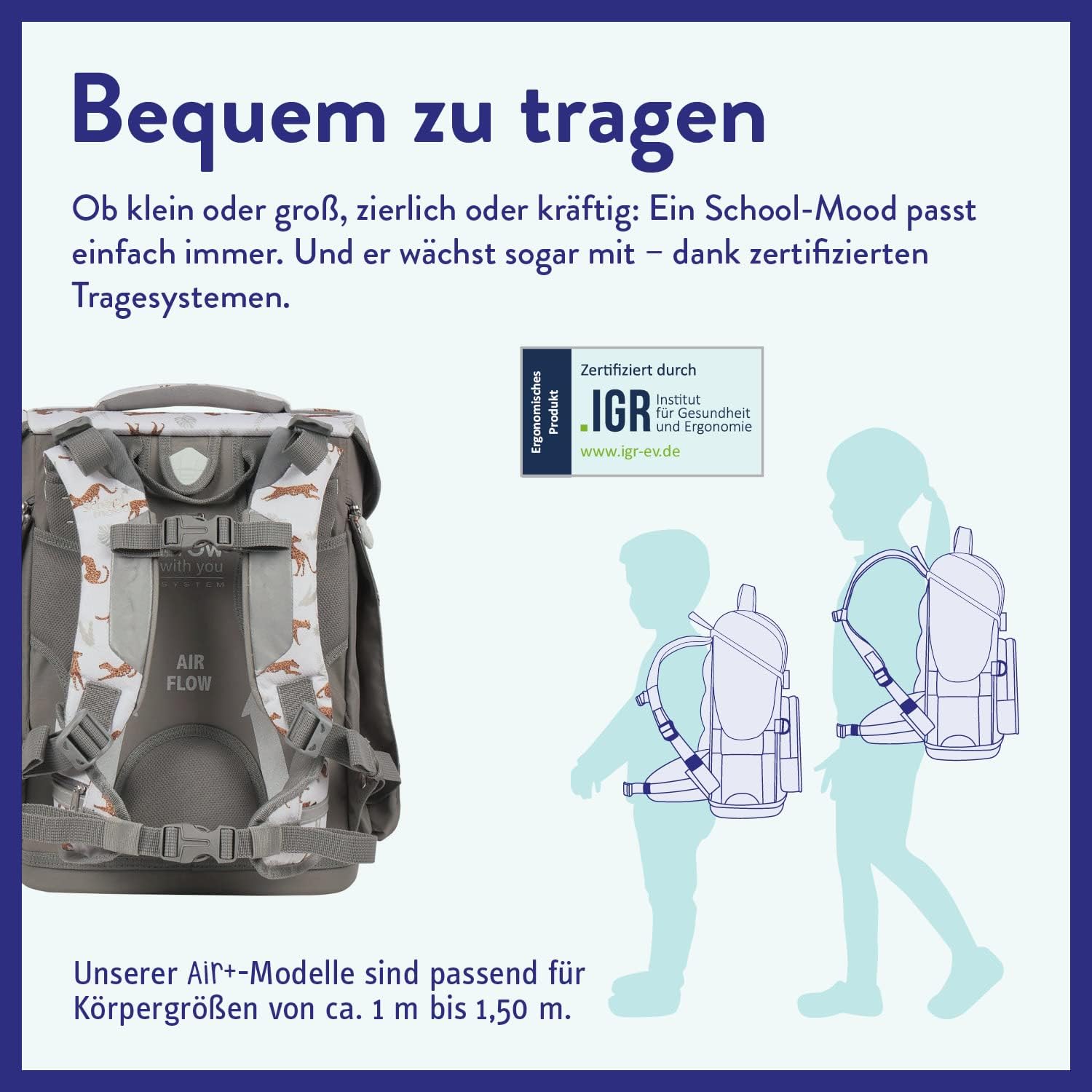 SCHOOL-MOOD Leopard 7-Piece Hero Maxx Air+ School Bag Set Including Accessories, Ergonomic School Bag for Boys and Girls, School Bag – Bild 3