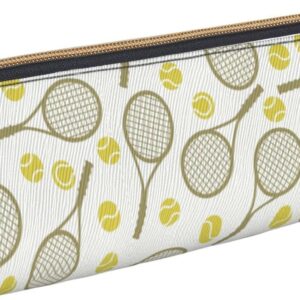 Pencil Case Tennis Rackets Balls Triangle Pencil Case Portable Pencil Case Leather Organizer with Zipper Cosmetic Bag, White, Bag organiser