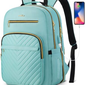 YAMTION Women’s Backpack, School Backpack, Girls, Teenagers, School Bag, Women, 17.3 Inch Laptop Backpack with USB and Laptop Compartment for Work, Office, Study, School, City, University, Light Green