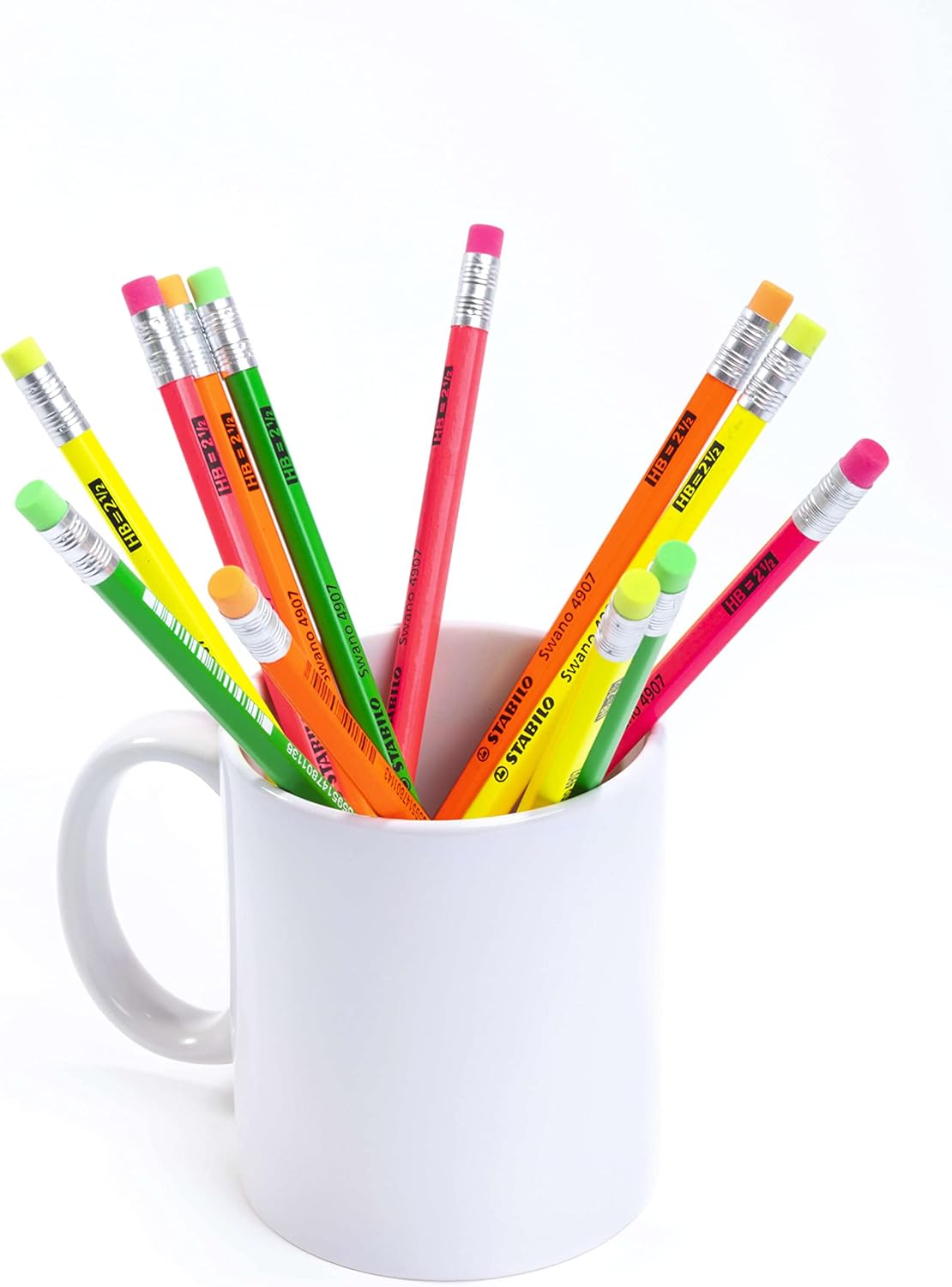 STABILO - Pencil with Eraser - Swano 4907 - Neon Coloured Barrel - Pack of 24 - Hardness HB – Bild 3