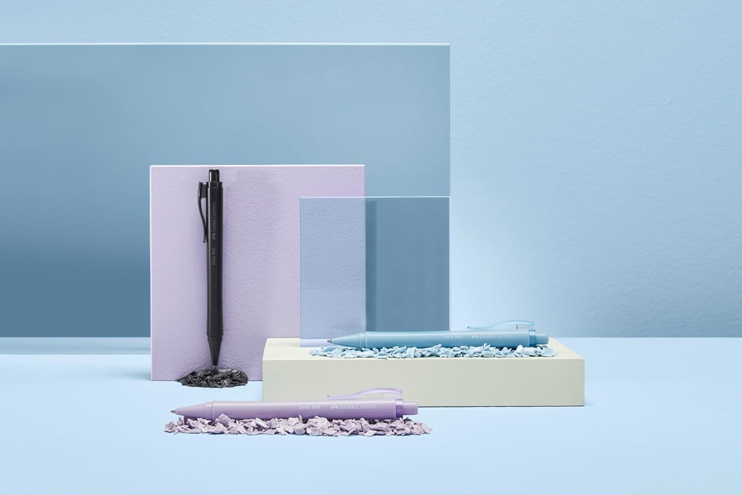 Faber-Castell Daily Ball 205201 Ballpoint Pen Sky Blue Pack of 5 with Replaceable XB Refill, Indelible – Bild 3