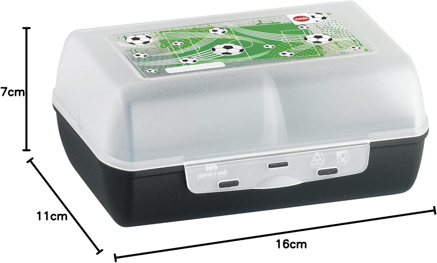 Emsa lunch box with dividing wall, 2 half shells, 16x11x7 cm, Soccer, Variabolo, 516991 – Bild 4