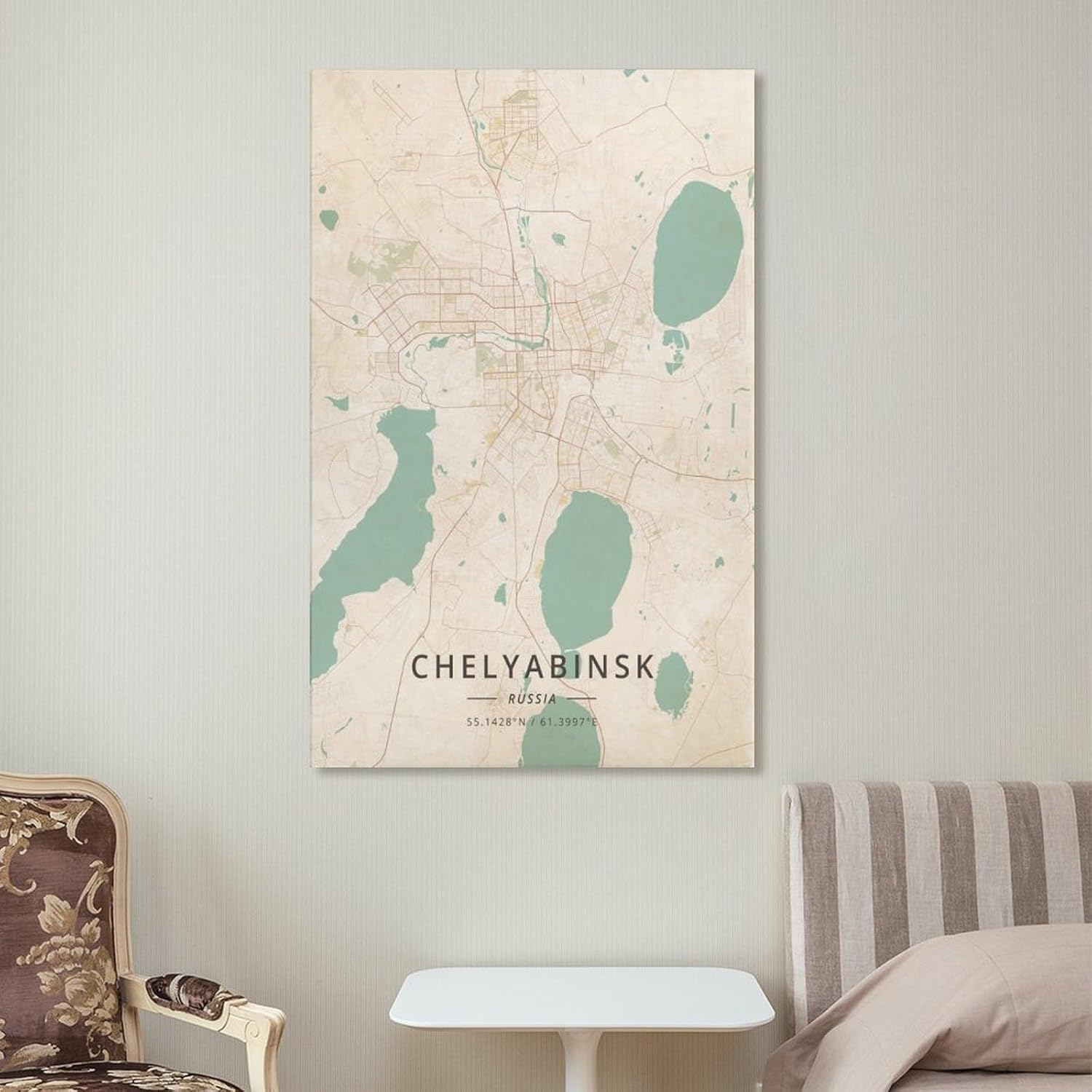 LZTEN Tscheljabinsk, Russland-Karten-Poster, Vintage-Druck, Leinwand, Wandkunstdruck, Poster für Zuhause, Schule, Büro, Dekoration, ungerahmt, 40 x 60 cm – Bild 4