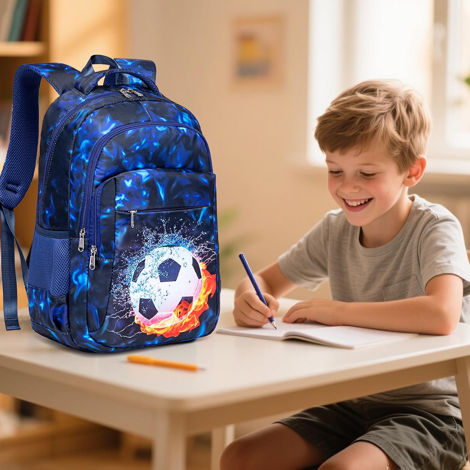 Ledaou School Backpack for Boys, Teenagers, Girls, Children’s School Bags, Waterproof, Lightweight School Bag, Large, for School Gifts, blue – Bild 7