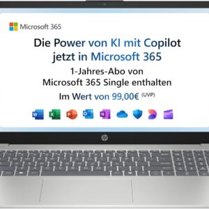 HP Laptop, 15.6 Inch FHD Display, Intel N100, 4 GB DDR4 RAM, 128 GB UFS, Intel UHD Graphics, Windows 11 Home in S Mode, QWERTZ Keyboard, Natural Silver