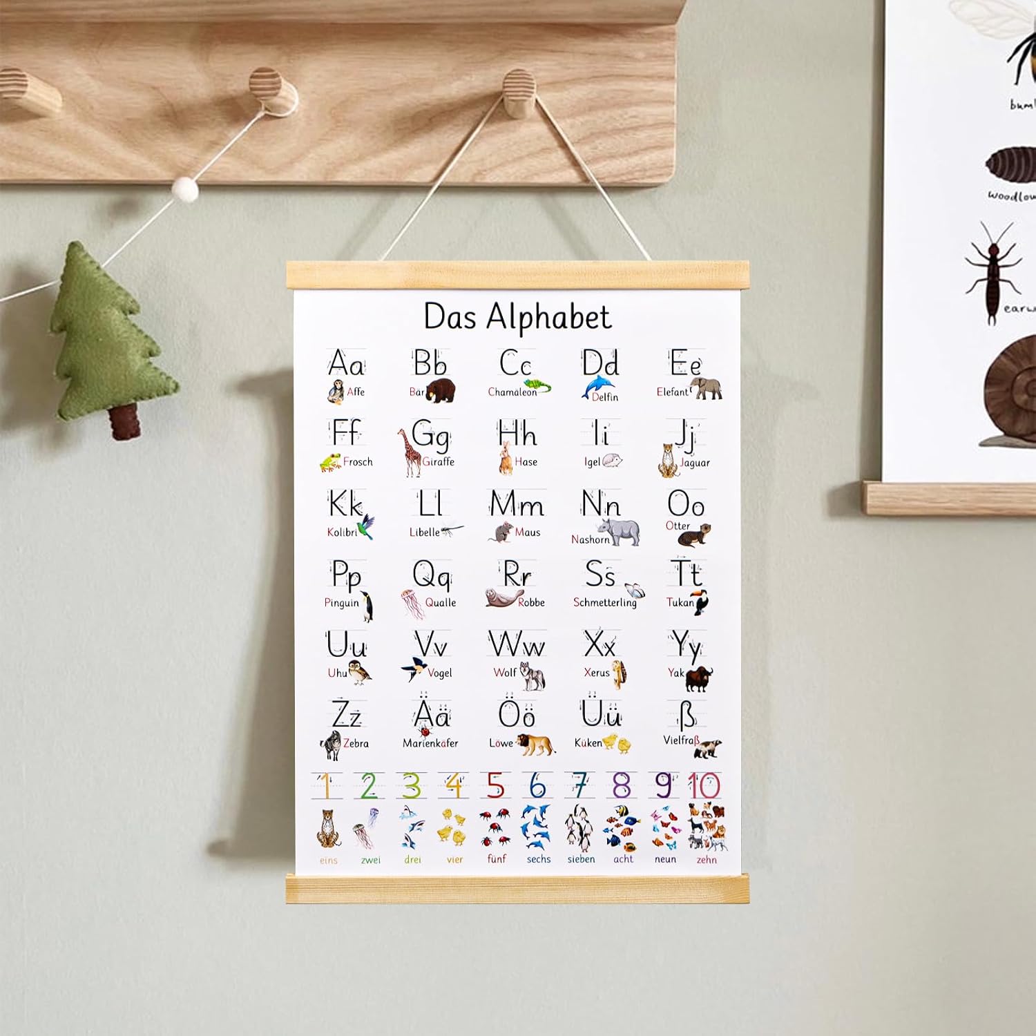 ABC Poster for Children 30 x 40 cm Learning Poster Writing Alphabet Numbers Poster Letters Basic Letters Gift for Wall Decoration Children's Room for School Nursery Primary School Preschool – Bild 3