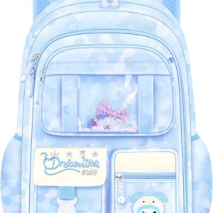 Tanou School Bag Girls Backpack Kids, Lightweight School Backpack for Girls 1st to 5th Grade, Refrigerator Style School Bag for School Travel, 22 Litres, Blue