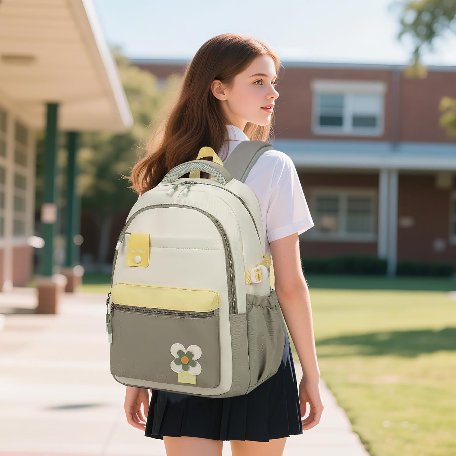 School Backpack Girls Teenagers 2025 Backpack School High School School Bag High Level Water-Repellent for 15.6 Inch Laptop School Bag Casual Travel 22L Green – Bild 5