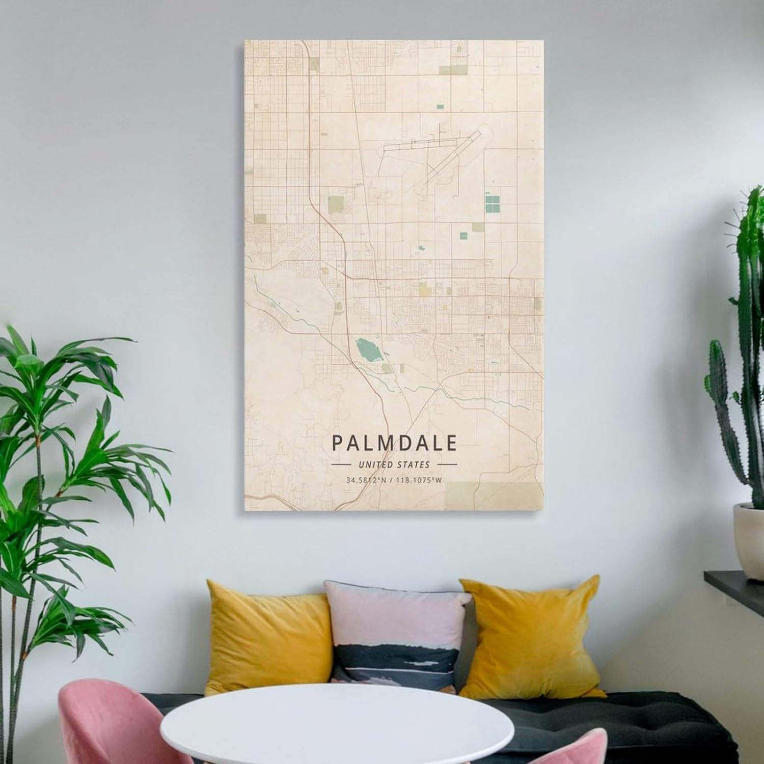 LZTEN Palmdale Poster mit Karte der Vereinigten Staaten, Vintage-Druck, Leinwand, Wandkunstdruck, Poster für Zuhause, Schule, Büro, Dekorrahmen, 40 x 60 cm – Bild 6