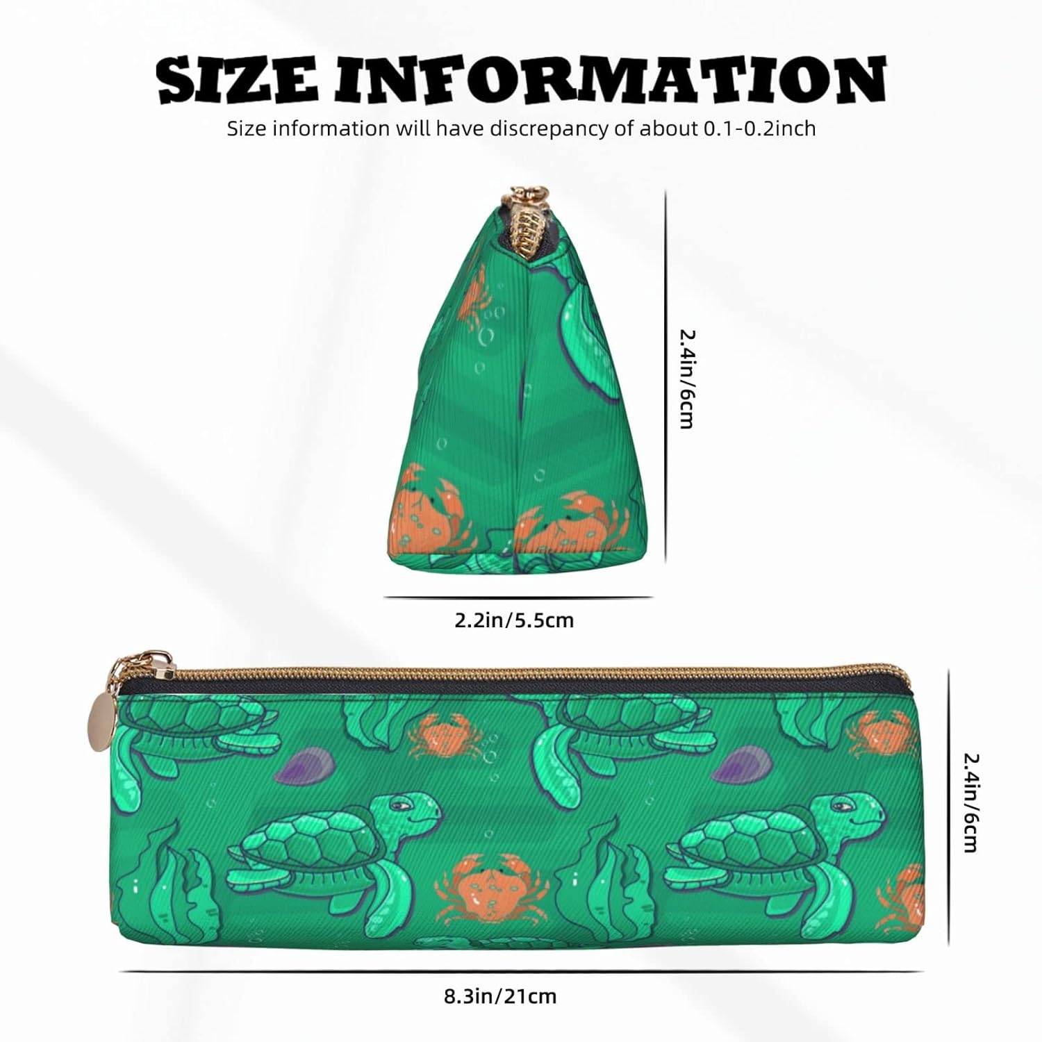 Federmäppchen mit Meeresschildkröten-Motiv, dreieckig, tragbares Federmäppchen, Leder-Organizer mit Reißverschluss, Kosmetiktasche – Bild 6