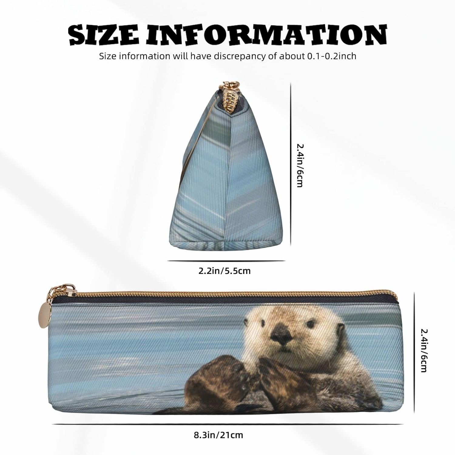 Federmäppchen mit niedlichen Ottern im Meer, dreieckiges Stiftetui, tragbares Federmäppchen, Leder-Organizer mit Reißverschluss, Kosmetiktasche – Bild 6