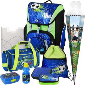 Primus Soccer Champ – Football – School Bag Set TOOLBAG SMART 78321-070 Schneiders 9 Pieces with Sports Bag, School Bag, Pencil Case, Lunch Box and Drinking Bottle, blue