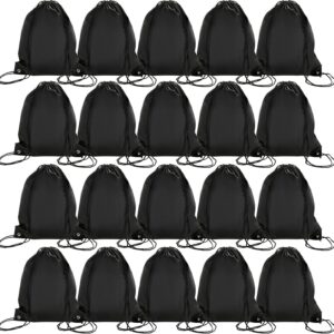 DAJAVE 20Pcs Turnbeutel Schwarz Kordelzugbeutel PE Beutel Kordelzug Turnbeutel Wasserdicht Schwimmbeutel Kordelzug Rucksack für Sport, Schule, Fitnessstudio, Reisen, Schwimmen, Strand
