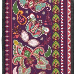 Large Capacity Pencil Case Ethnic Decorative Floral Striped Flower Pencil Case Pencil Case for Mid/College Office College Adult Girls and Boys, As Pic, Bag organiser