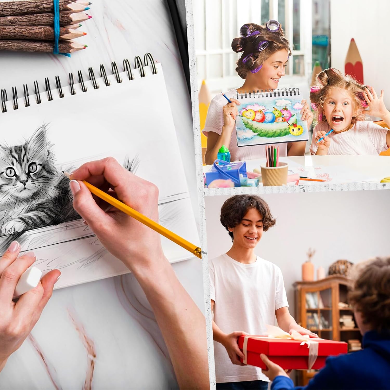 Sketch Book A4, Drawing Pad, Sketch Paper for Drawing, Colouring Pad, 200 g/m² Thick Paper, Spiral Binding for Artists, Children, Students (60 Sheets/120 Pages) – Bild 7