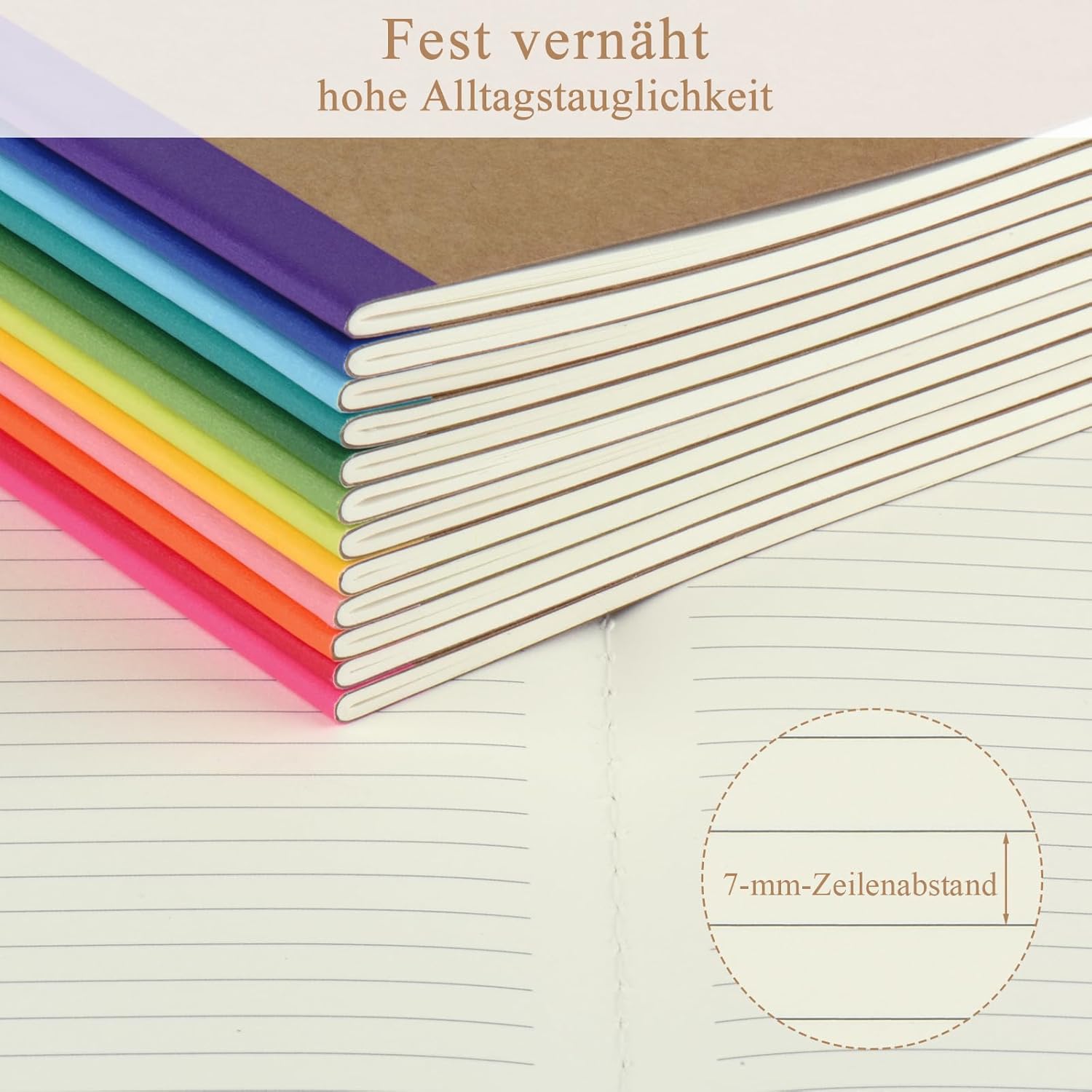 ZCZN Notebook A5 Lined, Pack of 24 Notebooks with 30 Sheets, 12 Colours Notebook for Office and School – Bild 6