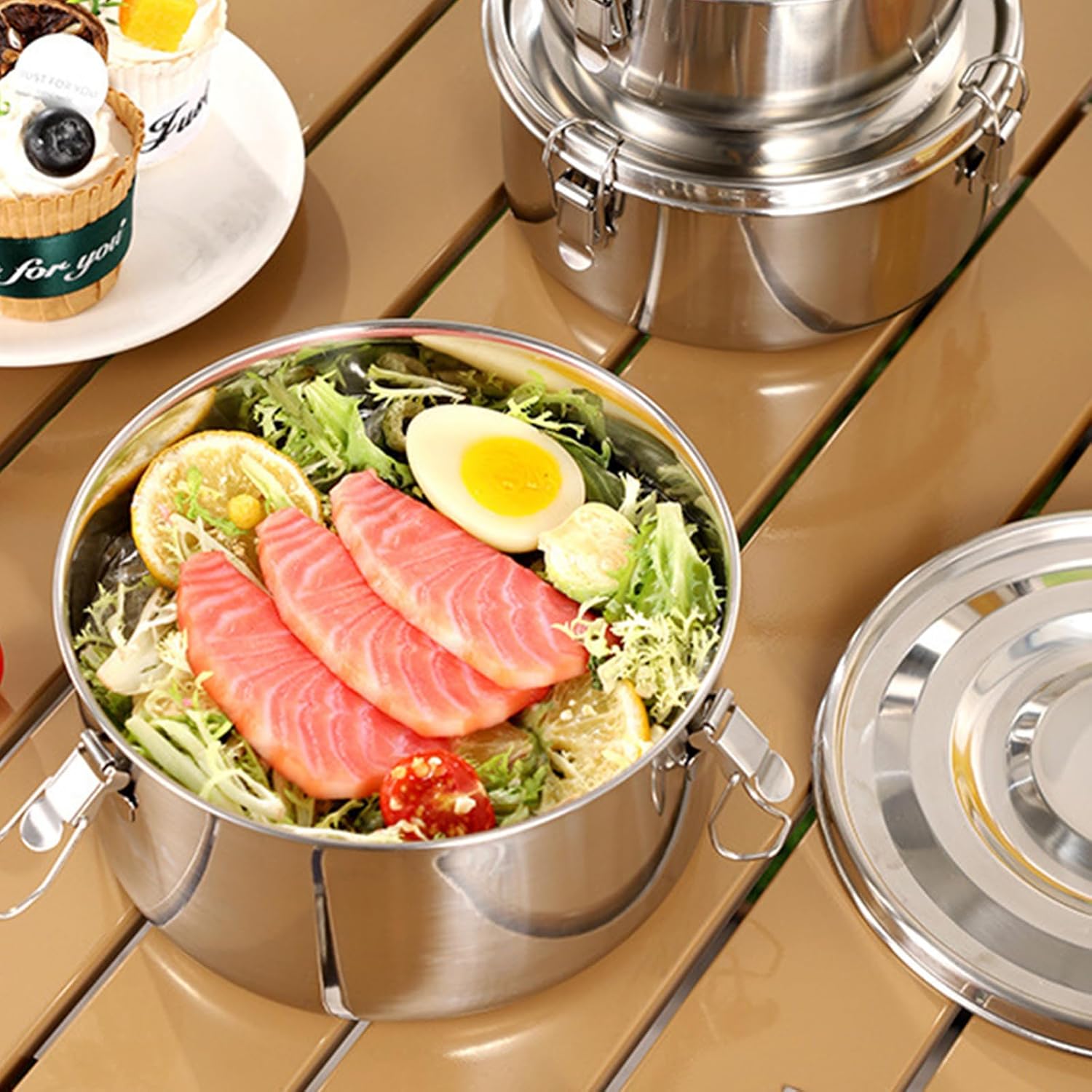 Lunch Box Stainless Steel Round, Pack of 3 Adult Lunch Box, Leak-Proof, BPA-Free Lunch Box for Adults and Children, Portable and Environmentally Friendly Lunch Box, 660, 1040, 1590 ml – Bild 6