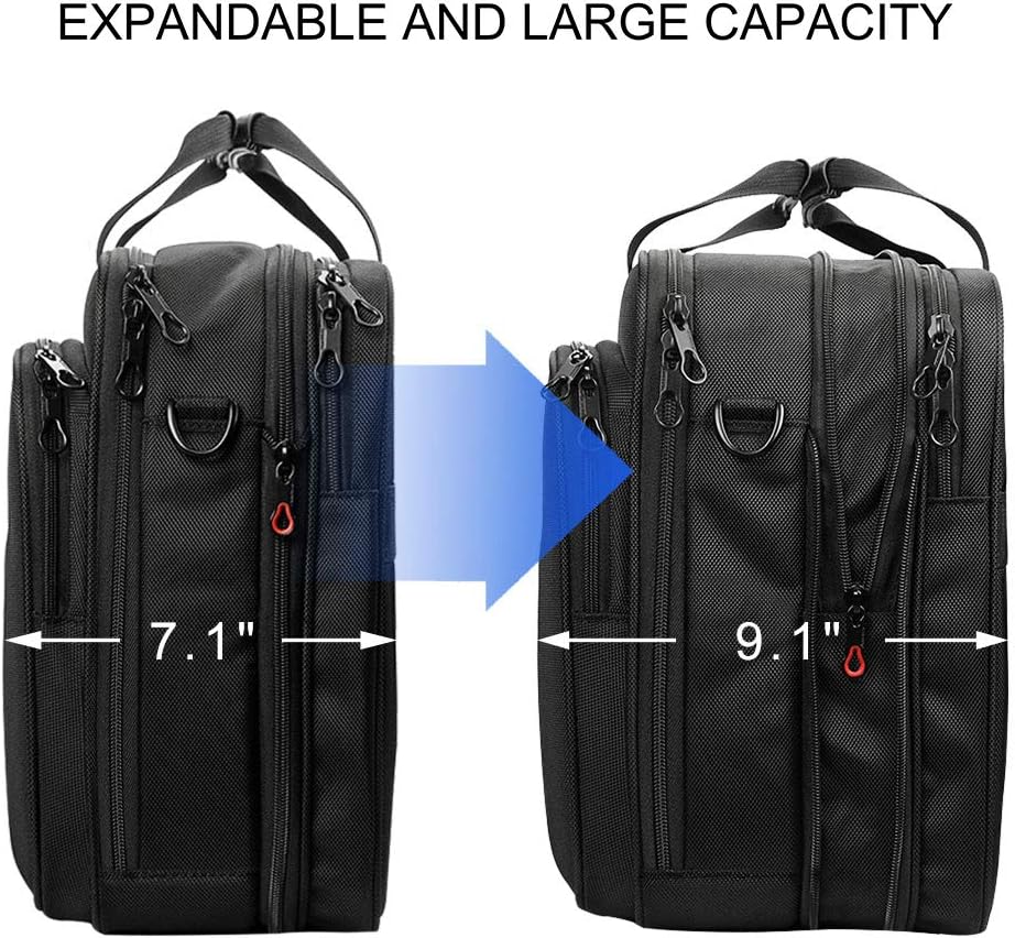Rockrose Laptop Bag, XXL, 18.5-Inch (47 cm) Shoulder Bag, Business Briefcase Fits up to 18-Inch Waterproof Shoulder Bag, Expandable Capacity for Travel/School/Men/Women, Black – Bild 2