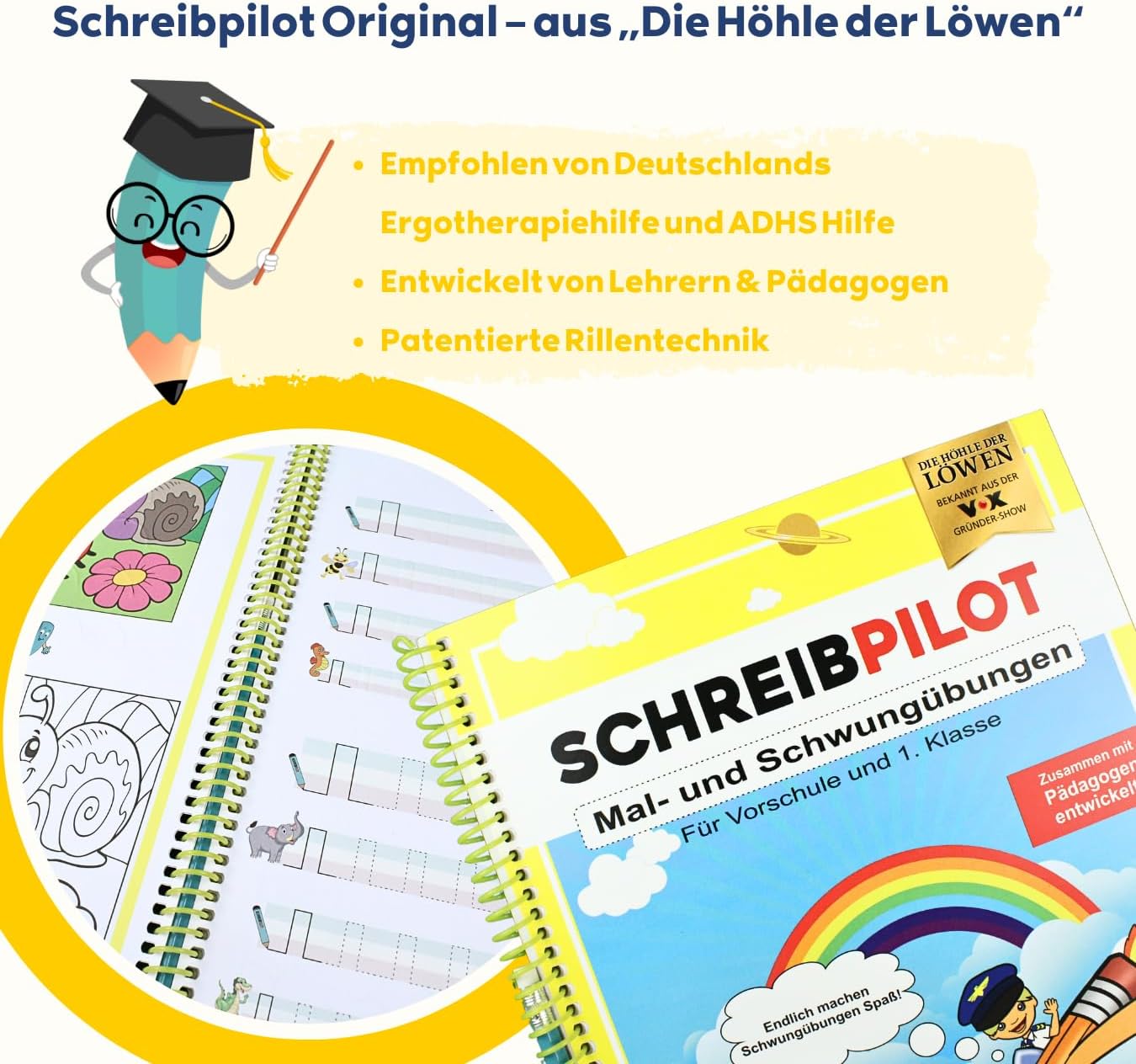SCHREIBPILOT Writing Book for ABCs with Pre-Embossed Painting and Swing Exercises for Kindergarten and Preschool Children, Learning System Developed by Teachers, Professors and Students – Bild 4
