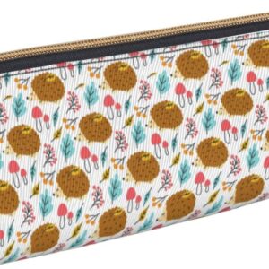 Cute Hedgehog Floral Pencil Case Cosmetic Bag Pencil Case Triangle Leather Storage Bag Stationery Organizer with Zipper for Adults Office, Cute Hedgehog And Flowers Pattern 02, Bag organiser