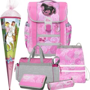 Beauty Horse McNeill MAC 2 with McAddy School Bag Set 7 Pieces with Keyring, Sports Bag and School Bag, pink