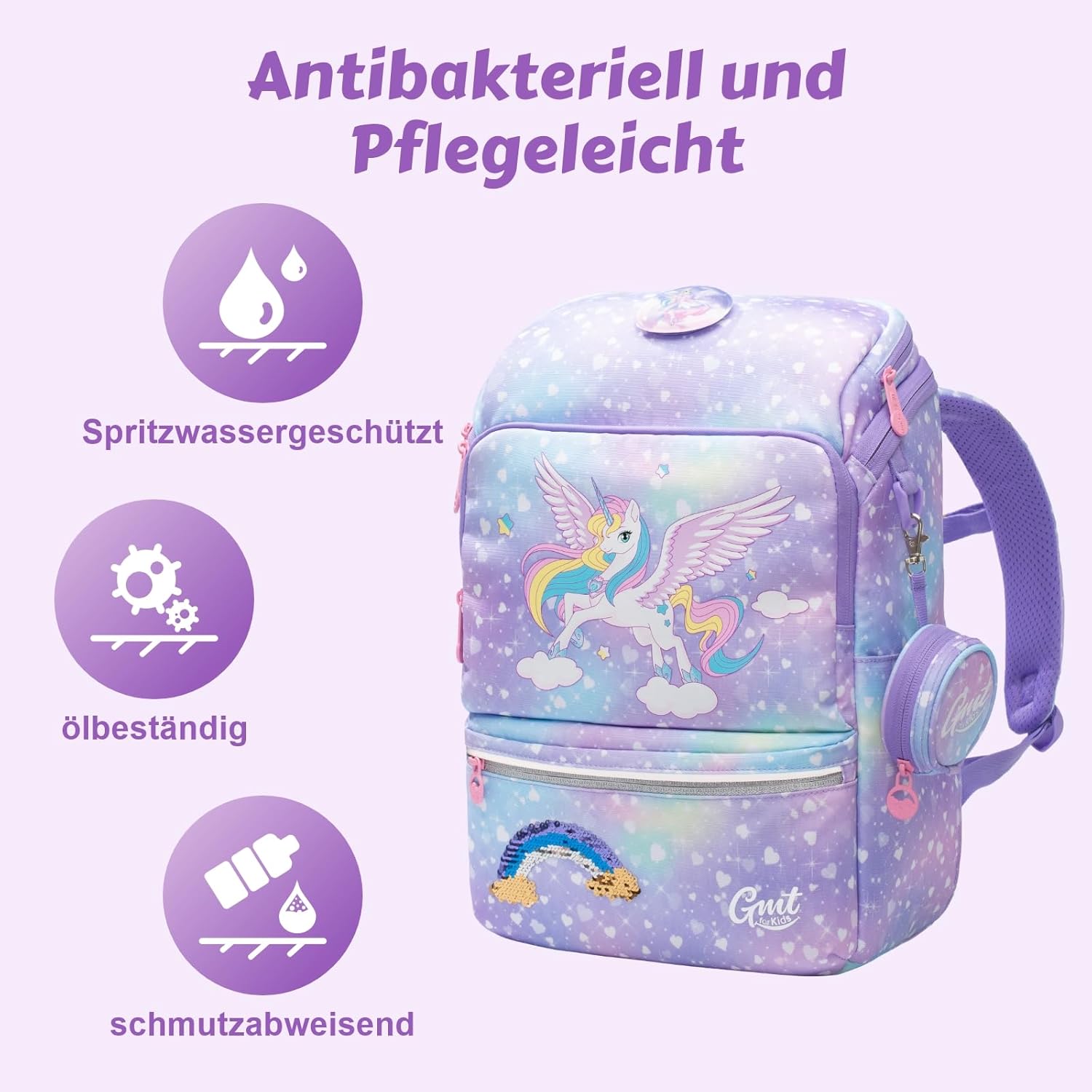 School Bag Set 6 Pieces Ergonomic Ultralight School Bag Girls Boys Children School Backpack Primary School Bags 1-4th Class Backpack 22 L, Unicorn-purple-6-piece, Rucksack – Bild 4