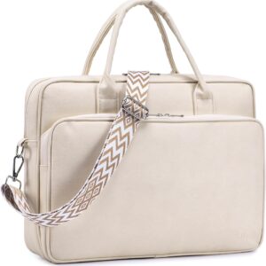 Work Bag Women's Leather Waterproof Laptop Bag Women's Elegant 14 Inch Teacher Bag Large Laptop Briefcases Leather with Many Compartments Letter Cases for Work, School, Office