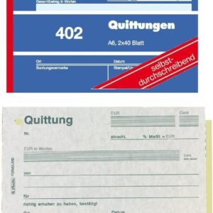 Herlitz 886606 Receipt Book A6, 50 sheets, Pack of 10 2 x 40 Blatt
