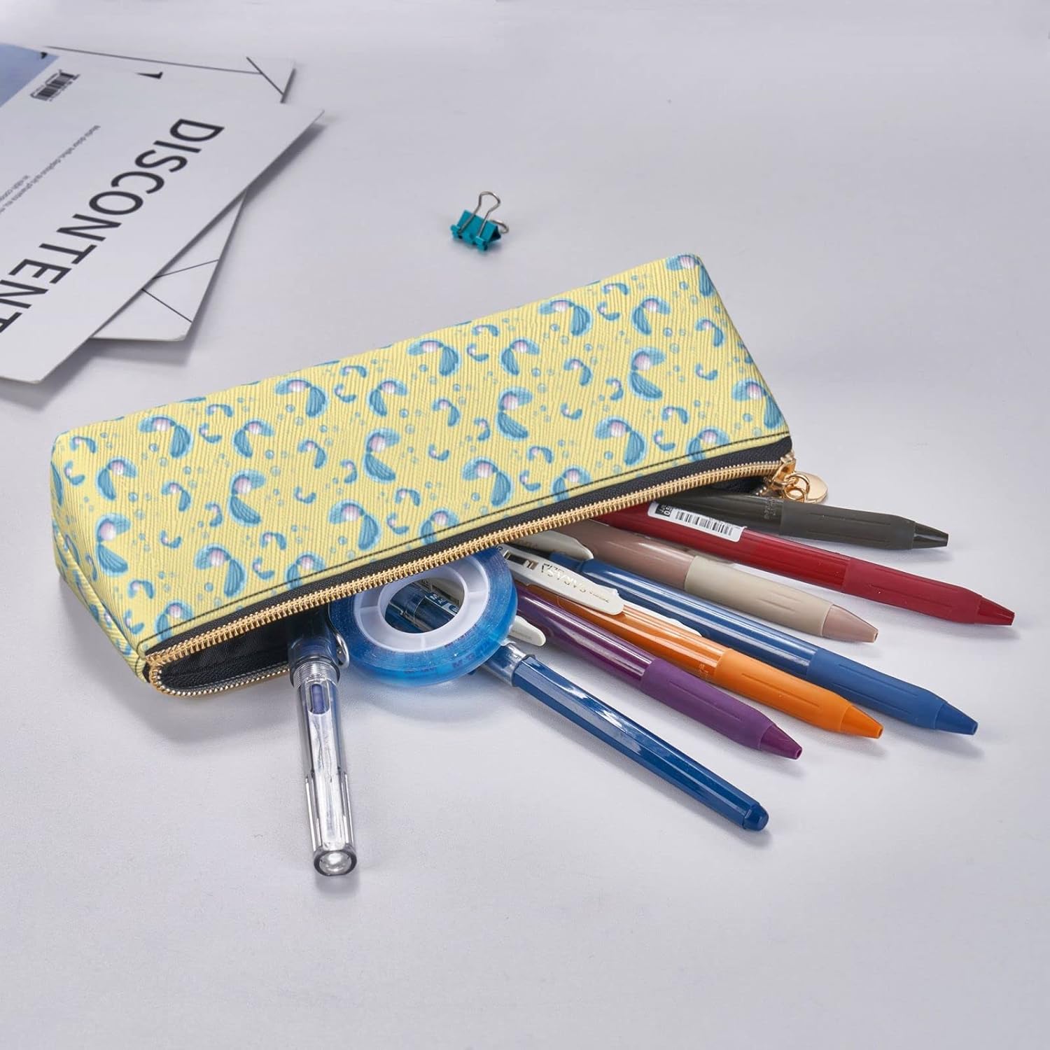 Bubble Pearl Clam Pencil Case Cosmetic Bag Pencil Case Leather Triangle Storage Bag Zipper Stationery Organizer for Adults Office, Bubble Pearl Clam, Bag organiser – Bild 7